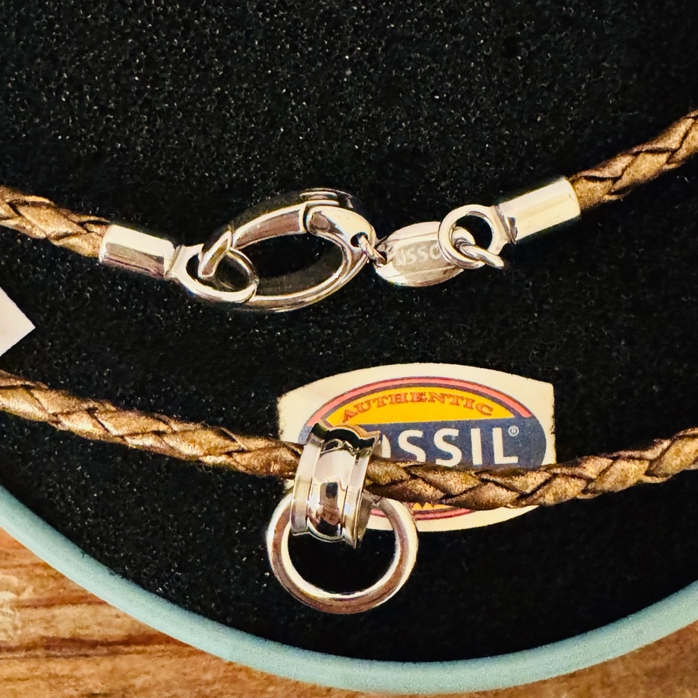 Fossil Braided Stainless Steel Silver Charm Necklace Set with Charms - Picture 7 of 16